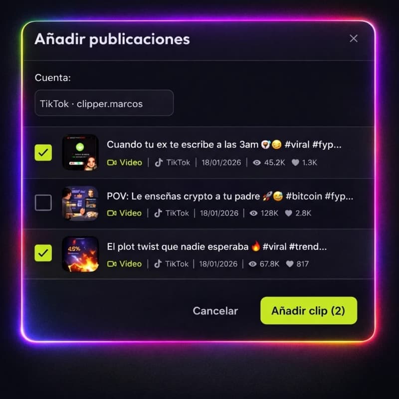 Sube tus clips en segundos